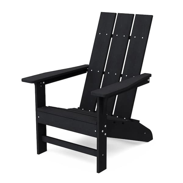 Wildridge Freedom Black HDPE Plastic Modern Outdoor Adirondack Chair