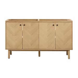Adele 60 in. W x 21 in. D x 34 in. H Bath Vanity Cabinet without Top in Natural Oak Finish