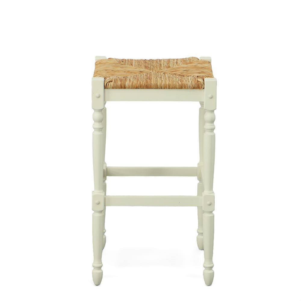Covington Classic White Wood 29" Rustic Farmhouse Bar Stool