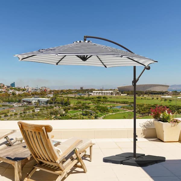 WESTIN OUTDOOR Bayshore 10 ft. Cantilever Hanging Patio Umbrella in Black  and White Stripe 9801-BK-WH - The Home Depot