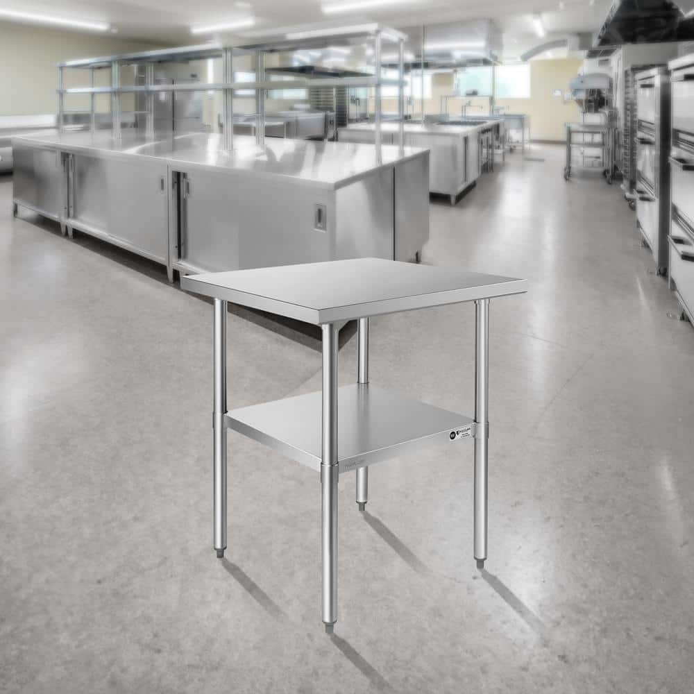 KUTLER 24" Stainless Steel Industrial Kitchen Prep Table with Undershelf