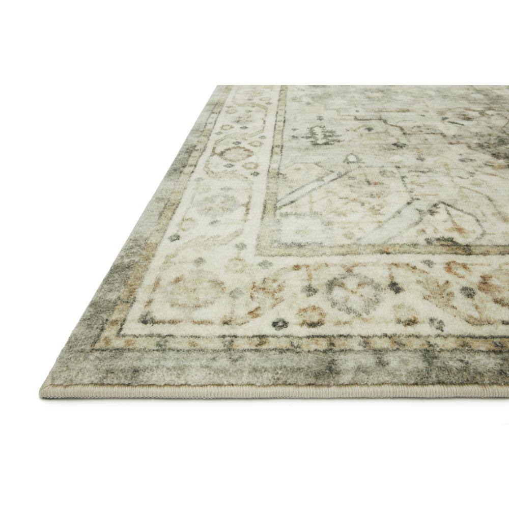 Sage and Beige Rectangular Wool Synthetic Area Rug