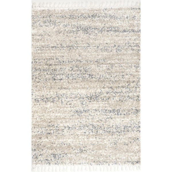 nuLOOM Brooke Shag Tasseled Beige 5 ft. x 8 ft. Area Rug