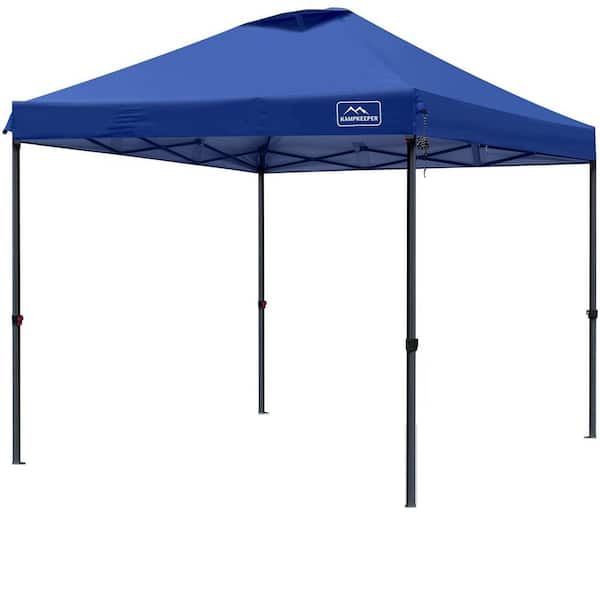 Unbranded 10 ft. x 10 ft. Dark Blue Pop-Up Canopy with Adjustable Height, Wheeled Carrying Bag, 4 Ropes and 4 Stakes
