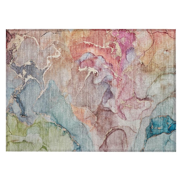 Blue 1 ft. 8 in. x 2 ft. 6 in. Chantille Machine Washable Indoor/Outdoor Geometric ACN500 Area Rug