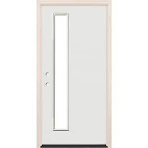 36 in. x 80 in. Right-Hand/Inswing 1 Lite Clear Glass Unfinished Fiberglass Prehung Front Door with 4-9/16 in. Frame