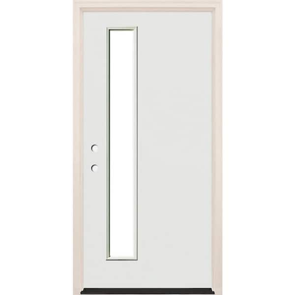 Builders Choice 36 in. x 80 in. Right-Hand/Inswing 1 Lite Clear Glass Unfinished Fiberglass Prehung Front Door with 4-9/16 in. Frame