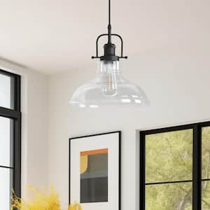 60-Watt 1-Light Black Modern Farmhouse Mini Pendant Light with Clear Glass Shade (Bulbs Not Included)