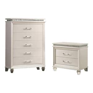 Litzler Pearl White 2-Drawer 29.5 in. W Nightstand and Chest