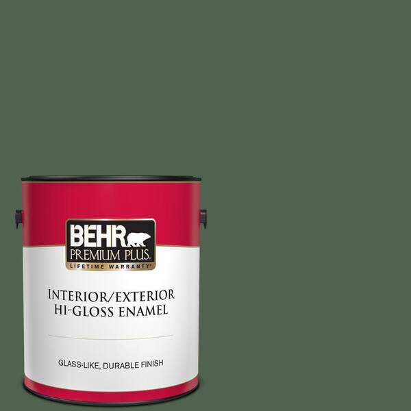 BEHR PREMIUM PLUS 1 gal. #BXC-60 Pasture Green Hi-Gloss Enamel Interior/Exterior Paint
