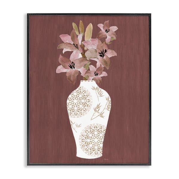Stupell Industries Boho Geometric Vase by Janet Tava Black Framed Nature Giclee Art Print 14 in. x 11 in.