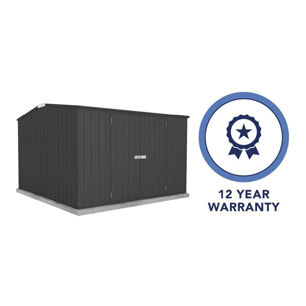 Absco 10' x 10' Gray Galvanized Steel Double Door Storage Shed
