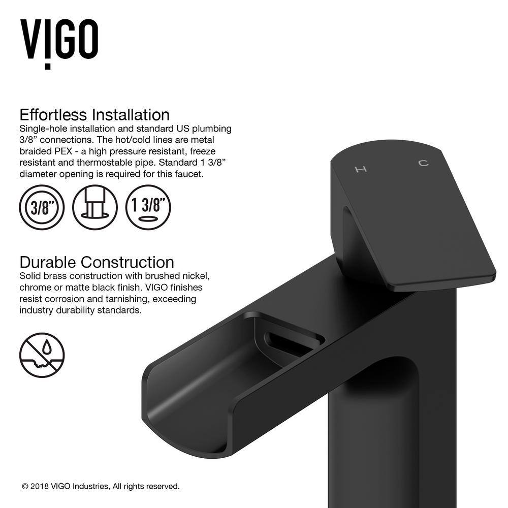 Matte Black Single-Hole Bathroom Faucet with Brass Construction