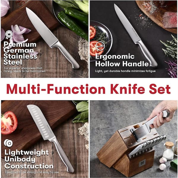 Aoibox 19-Piece Stainless Steel Kitchen Knife Set with Wooden Knife Block,  Red SNPH002IN466 - The Home Depot