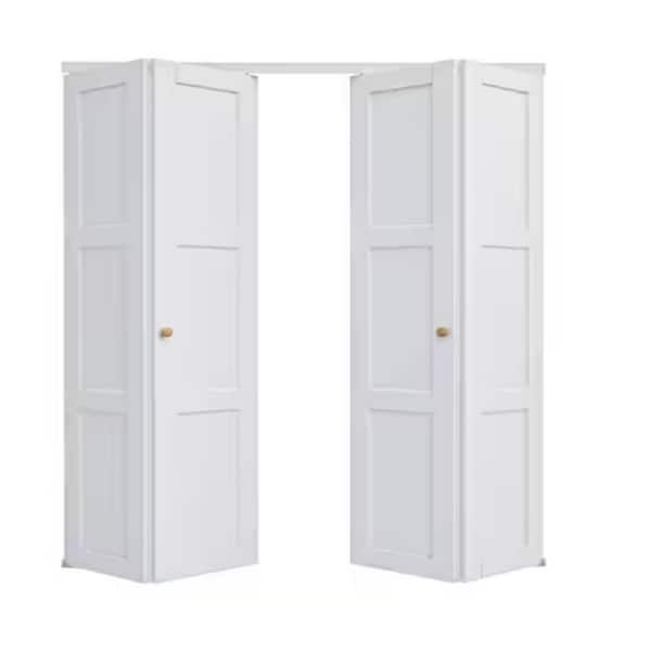 72 in. x 78.75 in. 3-Panel Solid Core White Finished Composite MDF Bi-fold Door with Hardware Kit