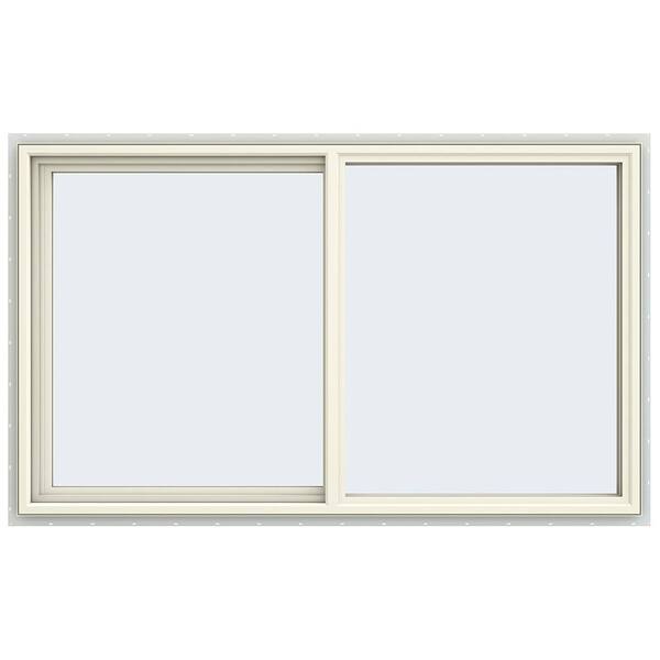 JELD-WEN 59.5 in. x 35.5 in. V-4500 Series Cream Painted Vinyl Left-Handed Sliding Window with Fiberglass Mesh Screen