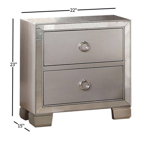 Acme Furniture Voeville II 2-Drawer Platinum Nightstand 23 in. x