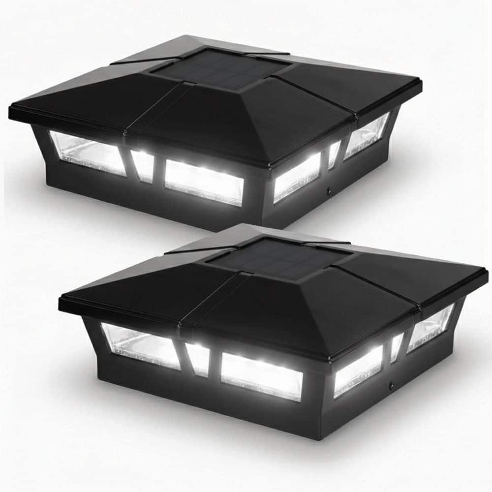 CLASSY CAPS Cambridge 6 in. x 6 in. Outdoor Black LED Solar Post
