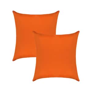 A1HC Waterproof Burning Orange 18 in. x 18 in. Outdoor Throw Pillow Covers Set of 2