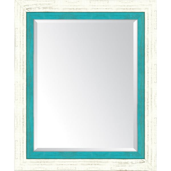 Melissa Van Hise Medium Rectangle French White/Turquoise Beveled Glass ...