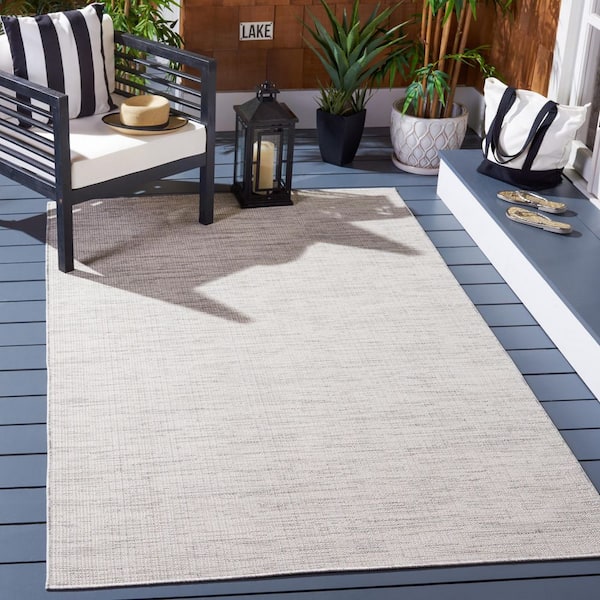 Hampton Ivory 6 ft. x 6 ft. Abstract Distressed Indoor/Outdoor Square Area Rug