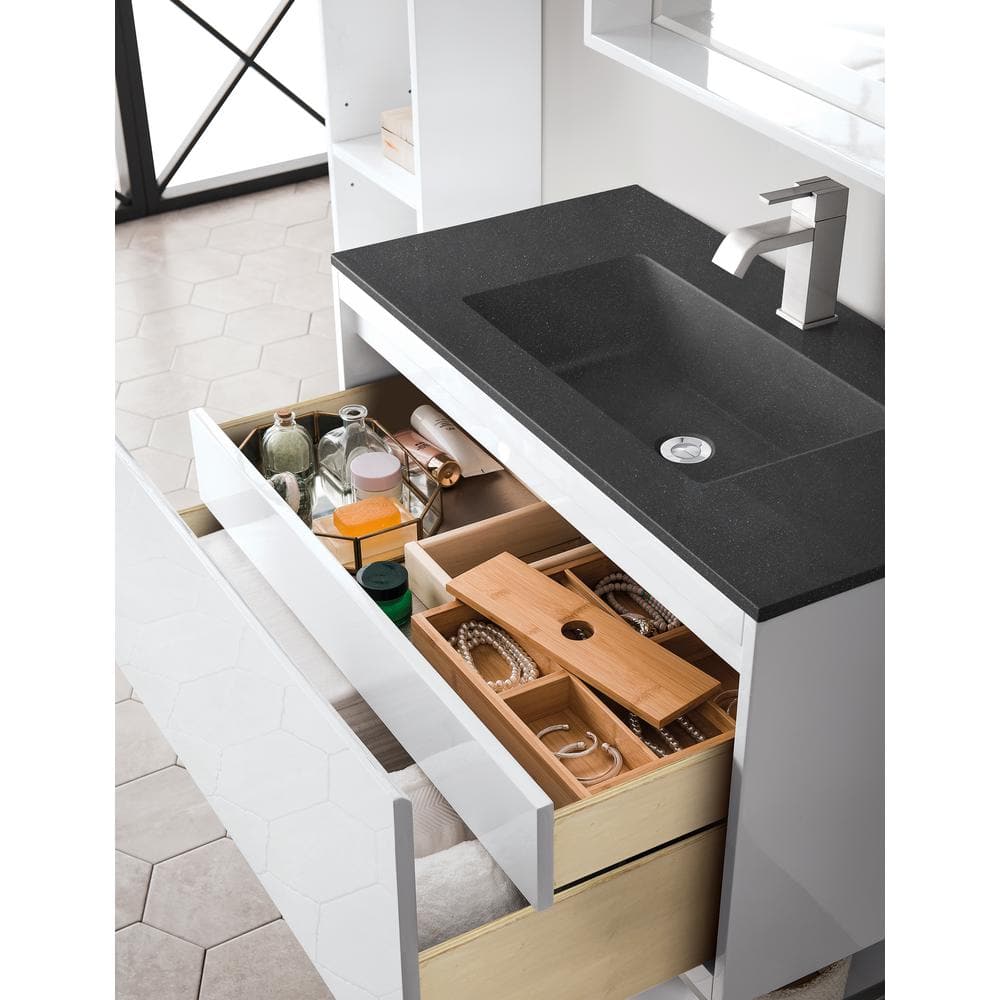 Mantova 36" Walnut and Stainless Steel Single Vanity Base