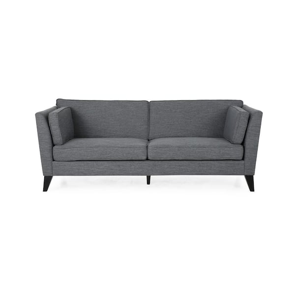 Noble House Jaxen 82.5 in. Wide Flared Arm Fabric Contemporary 3-Seater Sofa in Charcoal