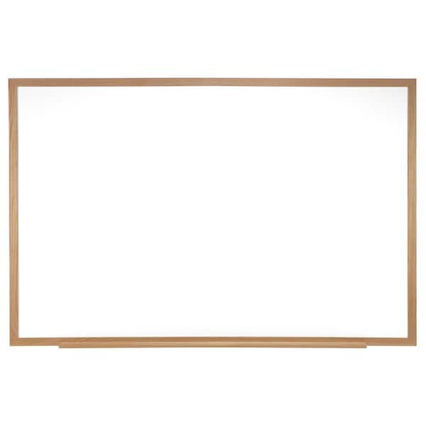 ghent 4 x 10 ft. Porcelain Whiteboard, Magnetic, Natural Oak Wood Frame, White