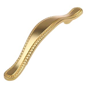 3 in. Center-to-Center Brass Gold Beaded Cabinet Pull (10-Pack)