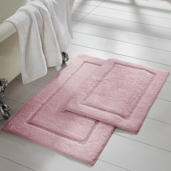Luxury Chenille Coral Pink Bathroom Rugs Bath Mats Sets, Extra