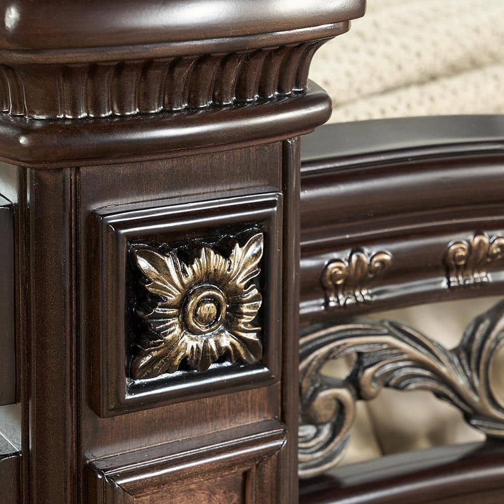 Monte Carlo Cocoa King Poster Bed with Gold Accents
