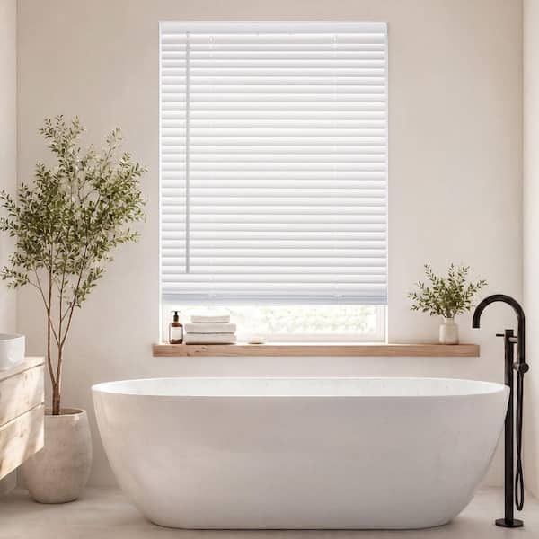 EZ Stick No Drill No Tool White Cordless Light Filtering Mini Blind with 1 in. Slats - 31 in. W x 48 in. L