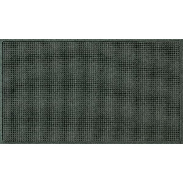 Bungalow Flooring Aqua Shield Squares Evergreen 35 in. x 59 in. PET Polyester Door Mat