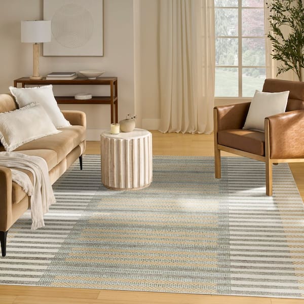 Nordic Ivory Multicolor 8 ft. x 10 ft. Linear Contemporary Area Rug