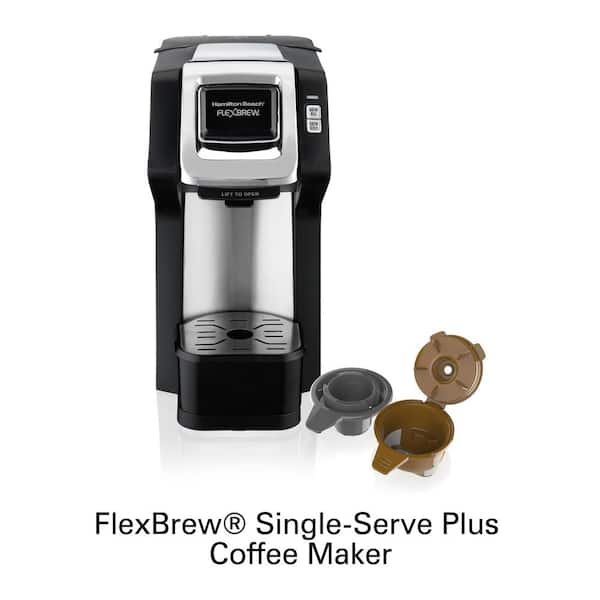 Photo 1 of Hamilton Beach 49979 FlexBrew Single-Serve Coffee Maker Compatible with Pod Packs and Grounds, Black & Chrome
