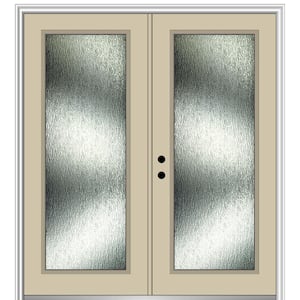 64 in. x 80 in. Right-Hand Inswing Rain Glass Wicker Fiberglass Prehung Front Door on 4-9/16 in. Frame