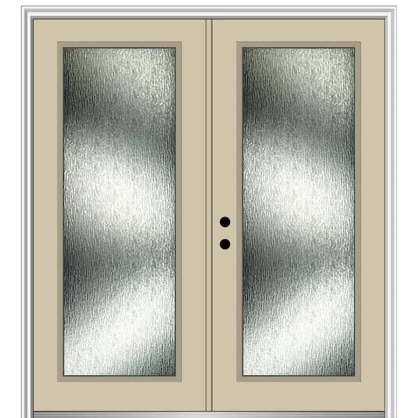 MMI Door 64 in. x 80 in. Right-Hand Inswing Rain Glass Wicker Fiberglass Prehung Front Door on 4-9/16 in. Frame