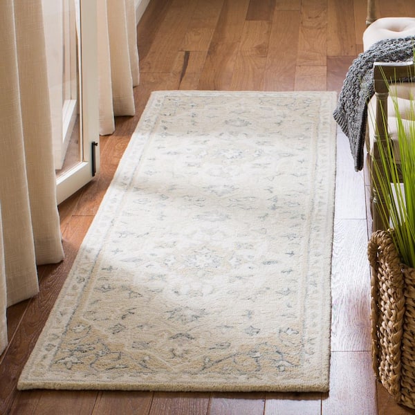 Micro-Loop 2 ft. x 9 ft. Beige/Ivory Oriental Runner Rug
