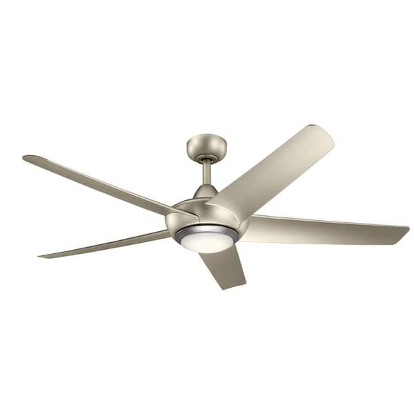 KICHLER Kapono 52 in. Indoor Brushed Nickel Downrod Mount Ceiling Fan with Integrated LED with Remote Control Included