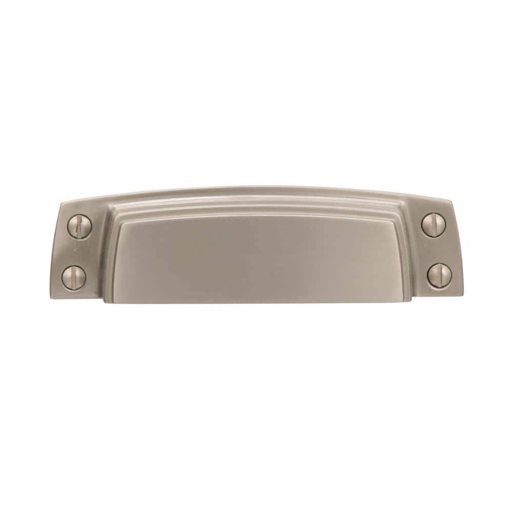 Satin Nickel Brushed Cup Pull with Mounting Hardware