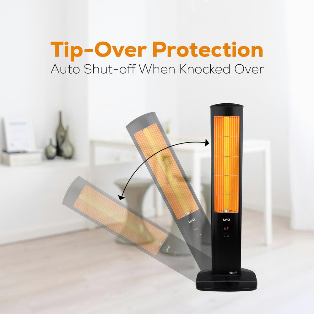 Black Ceramic Electric Tower Space Heater with Remote Control