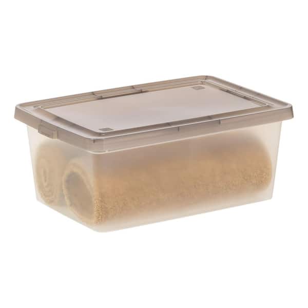 3.6 Gal. Snap Top Plastic Storage Box in Clear with Gray Lid (6-Pack)  585102 - The Home Depot