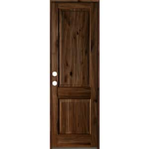 30 in. x 96 in. Rustic Knotty Alder Square Top V-Grooved Provincial Stain Right-Hand Wood Single Prehung Front Door