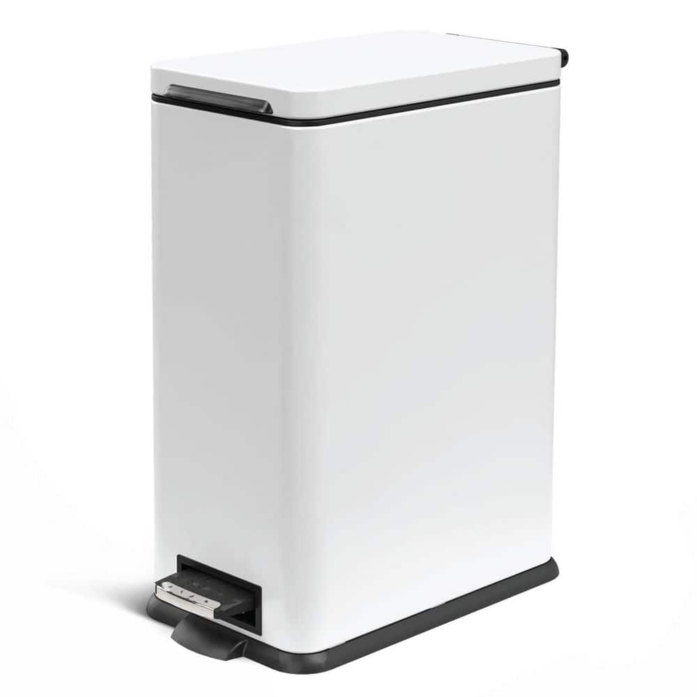 8 Gallon Slim Stainless Steel Kitchen Trash Can with Step Pedal and Soft Close Lid, White price history on PriceWatchPro