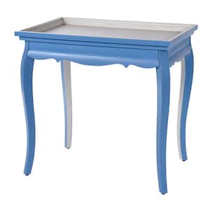 Dann Foley 28 in. Blue, White Rectangle Wood End Table