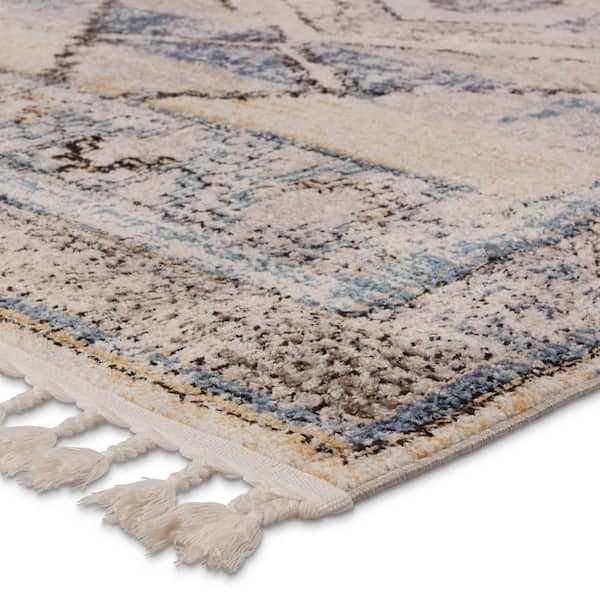 Samsun Blue/Light Orange 5 ft. 3 in. x 7 ft. 6 in. Medallion Rectangle Area Rug