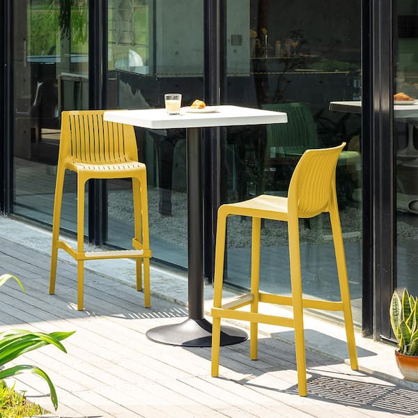 Lagoon Milos Gold Stackable Resin Outdoor Bar Stool (2-Pack