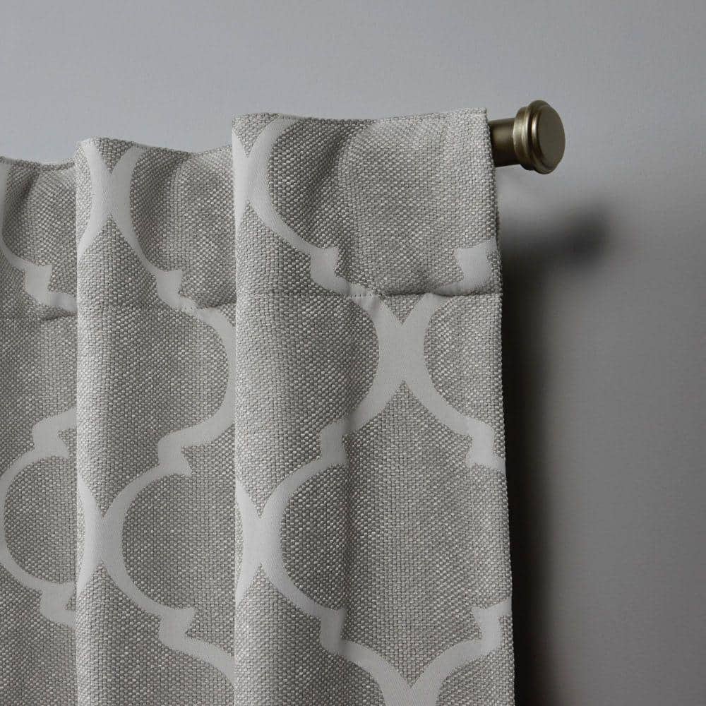 Dove Grey Polyester Blackout Trellis Curtain Panels, 52" x 84"