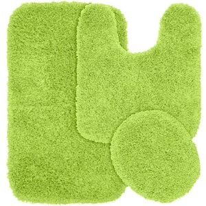 Jazz Lime Green 21 in. x 34 in. Washable Bathroom 3-Piece Rug Set