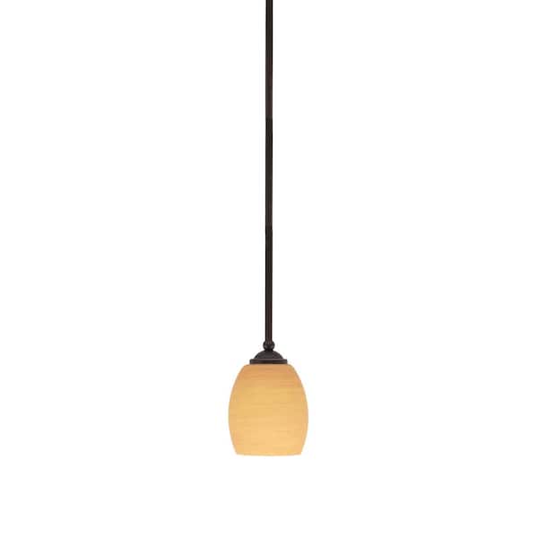 Unbranded Clevelend 100-Watt 1-Light Brown Pendant Mini Pendant Light with Cayenne Linen Glass Shade and Light Bulb Not Included